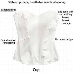 Detailed view of the slimming corset tube top with built-in boning and chest pads.