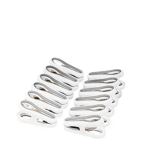 Lot de 12 pinces à linge coupe-vent durables en plastique blanc et gris pour sécher le linge