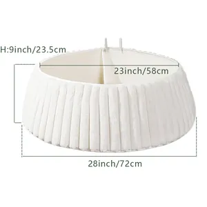 Dimensions of white plush Christmas tree collar with vertical ribbed texture