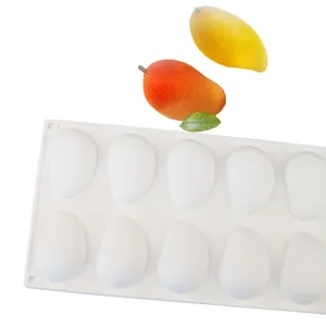 Detail of 10-cavity mango silicone mold for realistic fruit mousse and dessert DIY baking