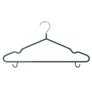 Durable green PVC coated non-slip clothes hanger with anti-shoulder bump design