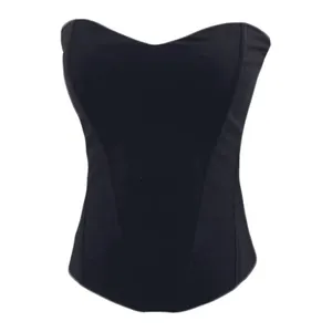 Elegant slimming black boned corset bustier featuring padded cups and non-slip design