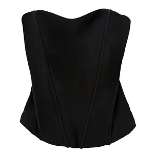 Elegantes schwarzes trägerloses Korsett-Top mit wattierten Körbchen für Partys