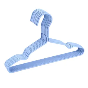 Set of ten light blue non-slip plastic hangers for children and infant clothes drying