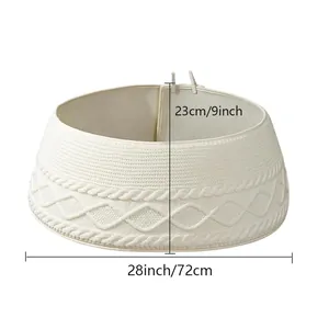Detailed dimensions of the white knitted Christmas tree collar with cable patterns