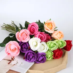 Artificial rose bouquet multi-color fake silk flowers for home and wedding decor
