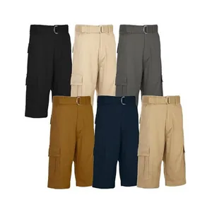 Men's quick-dry breathable cargo shorts with belts displayed in six different colors