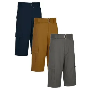 Breathable quick-dry men's cargo shorts with D-ring belt in three colors