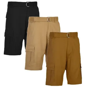 Classic men's summer cargo shorts with belts in multiple colors for casual style
