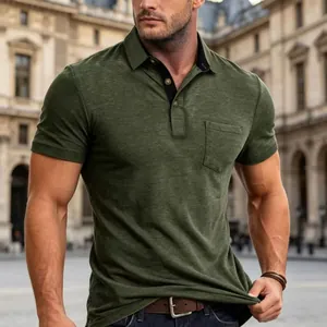 Men's Short Sleeve Polo Shirt Moisture Wicking Breathable Lapel Top For Summer Casual Fashion Patchwork Design Polo Shirt