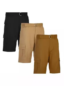 Men's breathable quick-dry casual cargo shorts with D-ring belts in three colors for summer