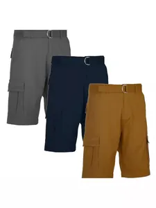 Summer breathable quick-dry casual cargo shorts for men with matching D-ring belt