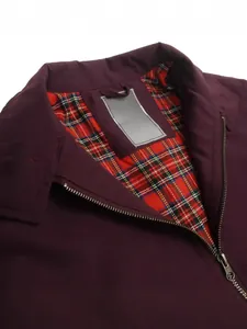 Veste aviateur rétro américaine classique avec doublure à carreaux rouges et col