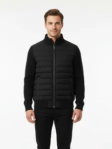 Herren Stehkragen Gespleißt Wattierte Jacke Mode Lässig Gesteppte Baumwolljacke Winddichte Reißverschluss Oberbekleidung Für Winter Herren Kleidung