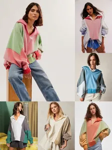 Oversized fleece sweatshirts voor dames met kleurvlakken in verschillende casual kleurpatronen