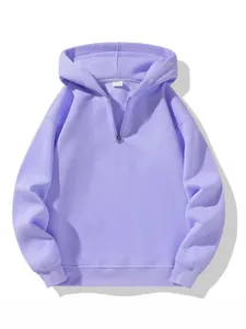 Felpa con cappuccio oversize da donna con mezza zip nel colore viola lavanda sportivo