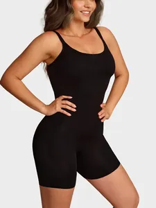 Full body seamless tummy control shapewear bodysuit with wide straps and butt lifting