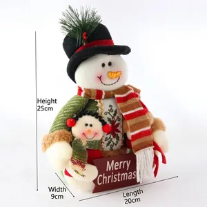 Detailed view showing specific dimensions of the Christmas snowman plush decoration