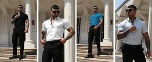 Plusieurs couleurs de chemises à manches courtes extensibles pour hommes en plein air