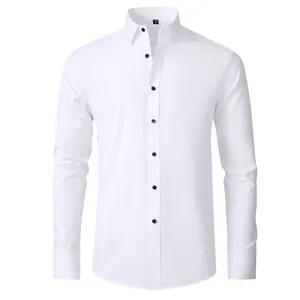 Men's premium white four-way stretch shirt with non-iron and wrinkle-resistant fabric