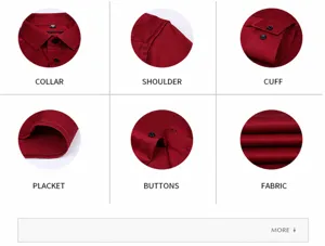 Vues détaillées de la chemise extensible en coton mercerisé rouge pour homme