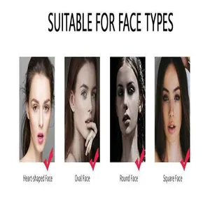 Guide showing sunglasses suitability for heart, oval, round, and square face types
