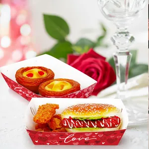 Valentine's Day party disposable snack trays with heart and love pattern