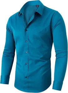 Chemise homme bleu sarcelle à manches longues, business casual, stretch 4 sens