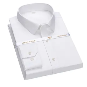 Chemise habillée blanche en coton 140s sans repassage pour hommes, style professionnel