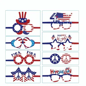 Set of 8 different Independence Day party paper glasses for USA July 4th celebrations