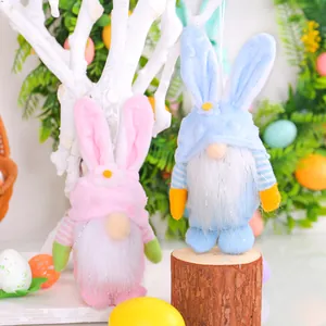 Plush Easter bunny gnomes hanging ornaments for festive holiday home scene decor