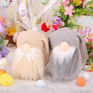 Easter Long Eared Rabbit Gnome Doll Decoration Nordic Style Bunny Faceless Elf Ornament For Spring Holiday Party Home Decor