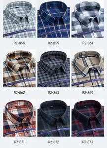 Collezione di camicie da uomo in cotone spazzolato con vari motivi a quadri e colori