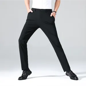 Men's high stretch business casual trousers in black for office and formal wear