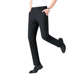 Men's premium high elastic business casual pants in solid black for office commuter wear