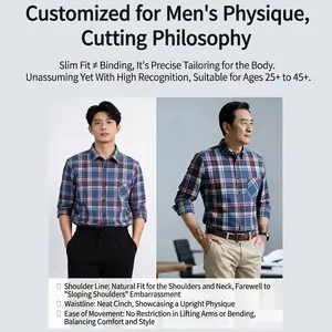 Camicia classica da uomo a quadri in cotone spazzolato morbido di qualità a maniche lunghe