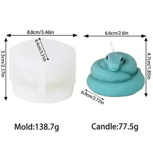 Dimensioni e peso dettagliati dello stampo in silicone per candela a forma di serpente 3D