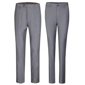 Classic gray business formal suit pants for men and women on a white background
