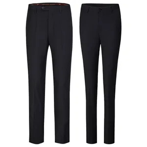 Professional non-iron black business dress pants for men and women, formal work attire.