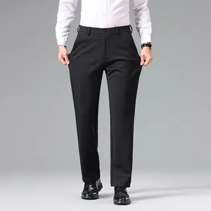 Men's slim fit black business casual dress pants formal suit trousers for autumn winter