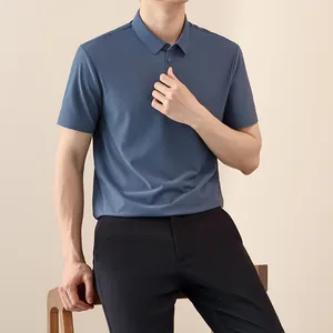 Men's summer ice silk breathable stretch short sleeve Polo shirt for business casual style