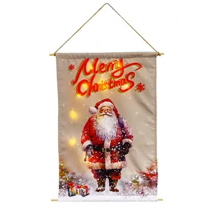 Verlichte kersthanger met de kerstman en warme LED-verlichting voor feestelijke wanddecoratie