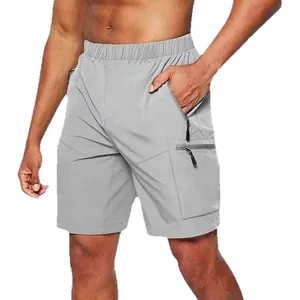 Grijze cargo-shorts voor heren met ritszakken voor outdoor en vrije tijd.