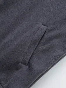 Close-up detail of side pocket and soft fleece fabric on men's casual sweatshirt