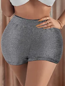 Short à Paillettes Taille Haute pour Femmes Miroitant Élastique Skinny Hot Pants Métallique Contrôle du Ventre Lifting des Fesses Fête