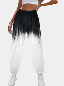 Women Ombre Gradient Printed Sweatpants High Waist Loose Fit Joggers Casual Breathable Sporty Athletic Trousers Pants