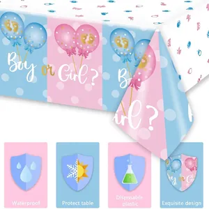 Einweg-Tischdecke in Rosa und Blau für Gender Reveal und Babyparty-Dekorationen