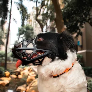 Atmungsaktiver schwarzer Maulkorb für große Hunde, Beißschutz-Design, Trinken möglich