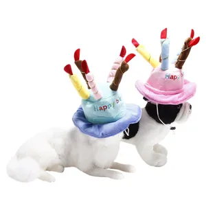 Simpatici cappelli a torta di compleanno con candele per cani e gatti festa costume