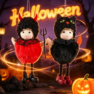Halloween Peluche Diavolo Gatto Ornamenti Appesi Pancia Rotonda Bambola Ciondolo Oggetti di Scena Casa Stregata Bar Decorazione